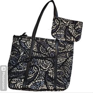 Vera Bradley Outlet Large Vera Tote Medium Travel & Organizer Paisley Noir Black